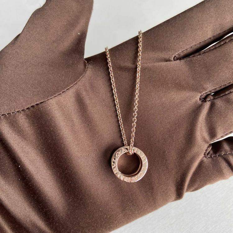 Pre Owned Bvlgari B.Zero1 Necklace 18K Rose Gold with Diamonds