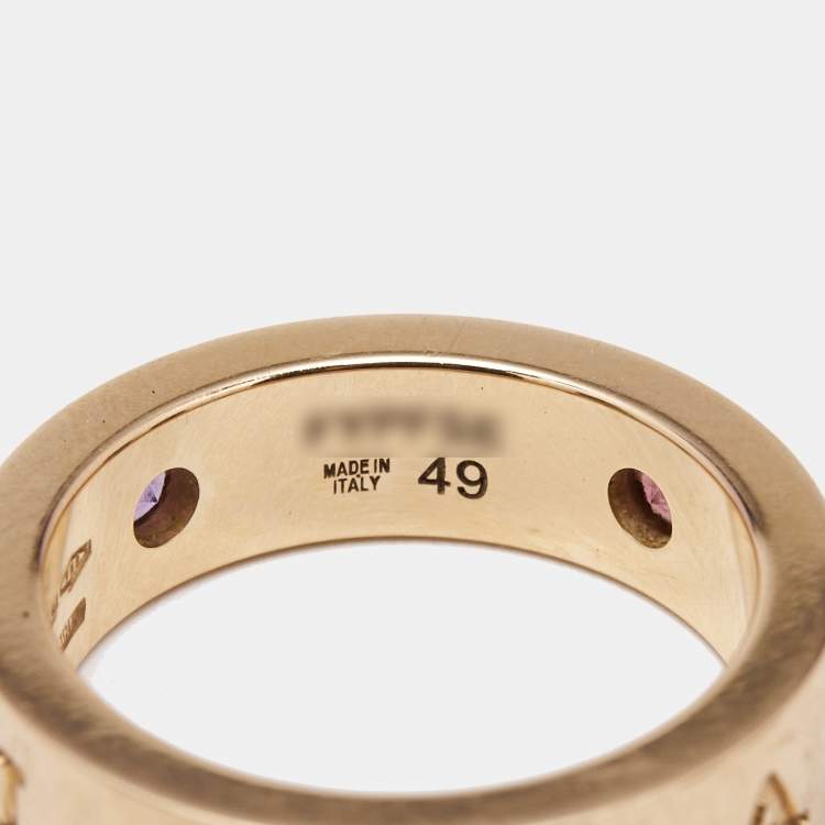 مملوكة مسبقًا Bvlgari Roman Sorbets Amethyst Tourmaline Diamond 18k Rose Gold Ring Size 49