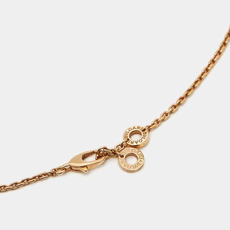 Pre Owned Bvlgari Viper Malachite Diamonds 18k Rose Gold Necklace