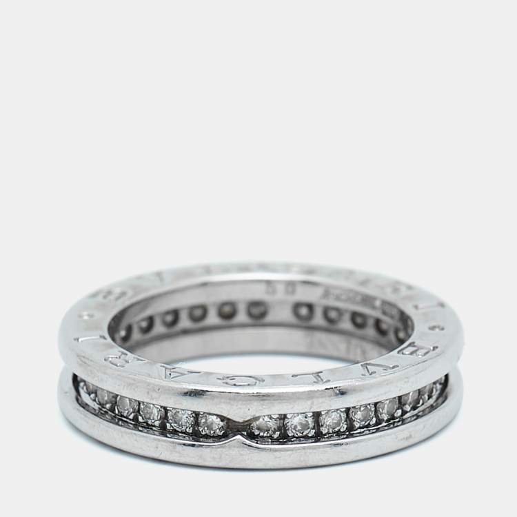 Pre Owned Bvlgari B.Zero1 1-Band Diamond 18k White Gold Band Ring Size 50