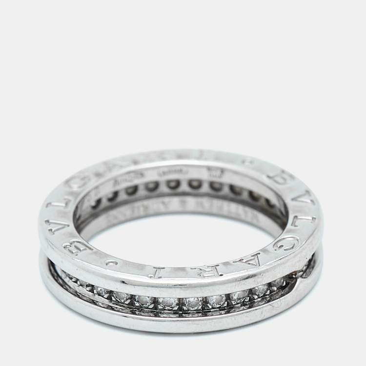 Pre Owned Bvlgari B.Zero1 1-Band Diamond 18k White Gold Band Ring Size 50