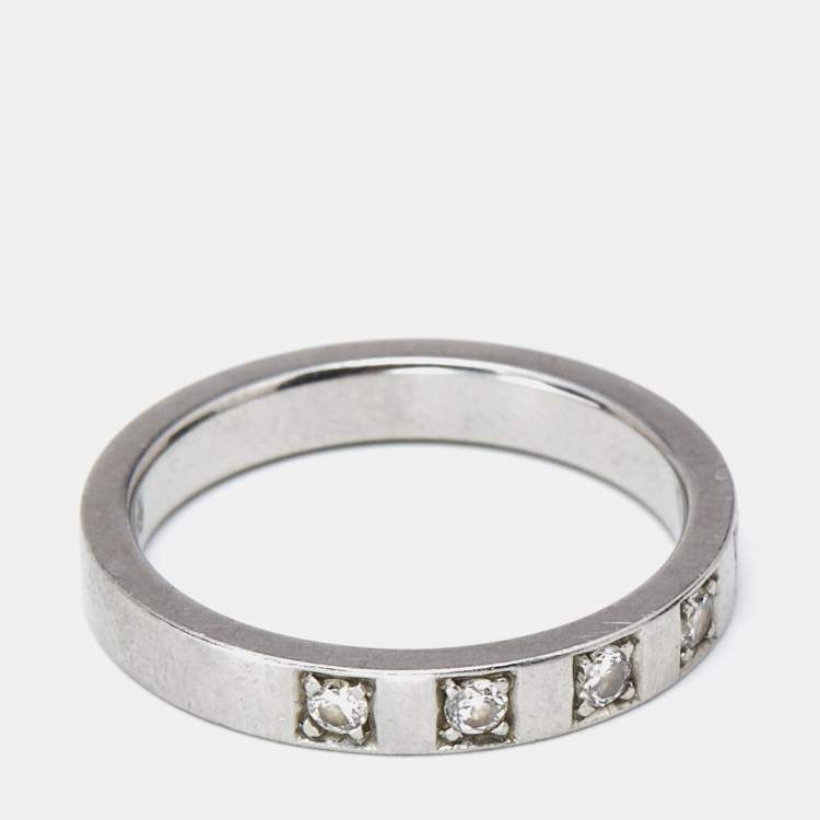Pre Owned Bvlgari MarryMe Diamonds Platinum Wedding Band Ring Size 55