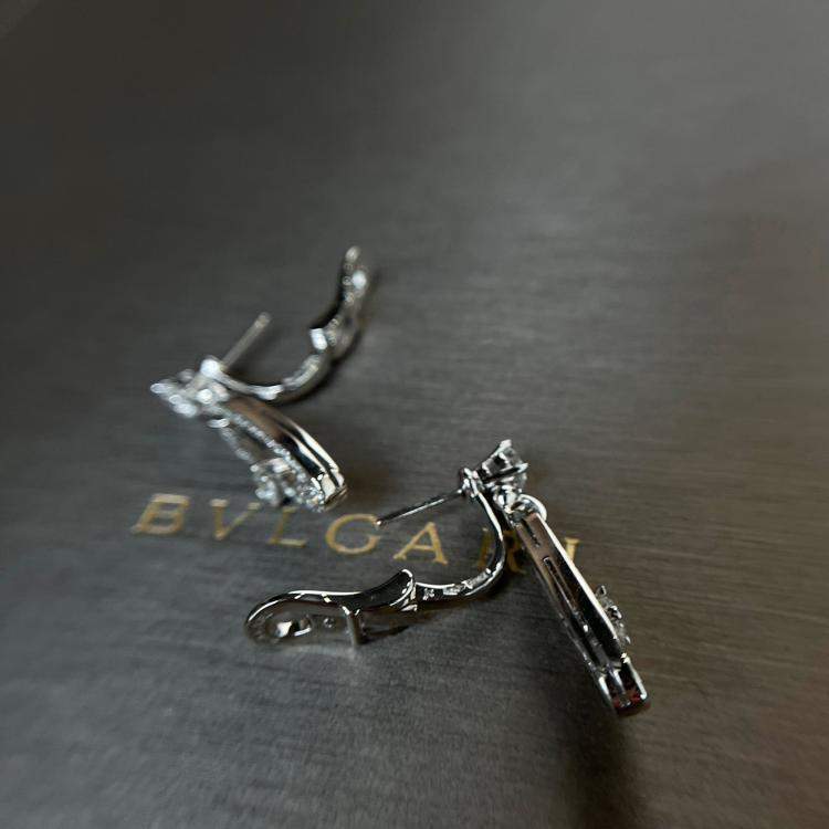 Pre Owned Bvlgari 18K White Gold and Diamond Elisia Earrings