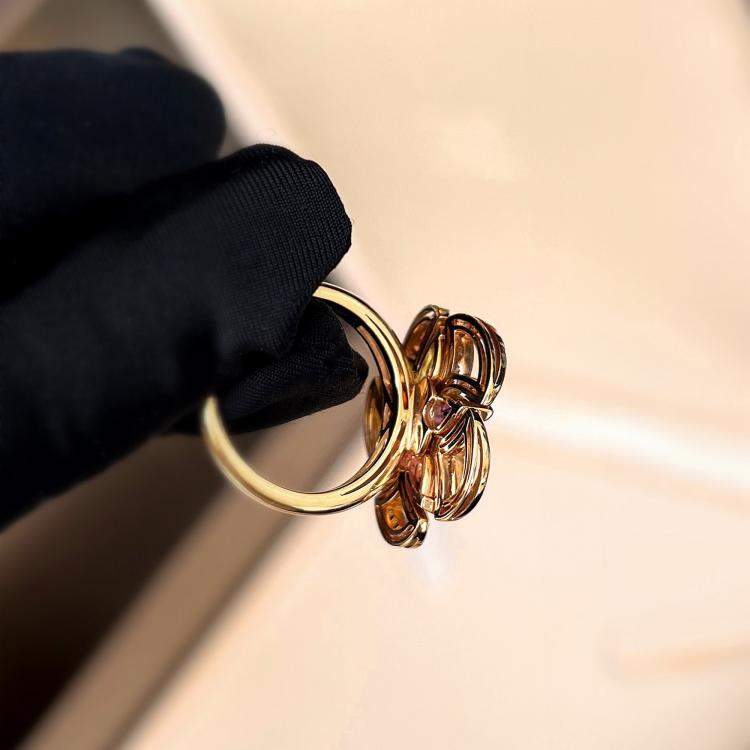 Pre Owned Bvlgari 18K Rose Gold, Diamond and Multicolor Gemstone Divas’ Dream Ring EU 51