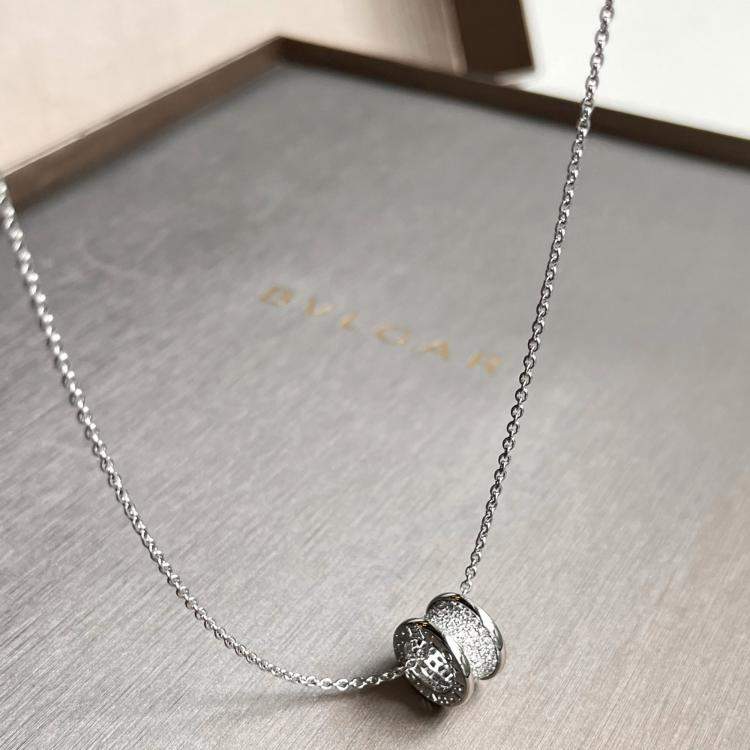 Pre Owned Bvlgari 18K White Gold and Diamond B.zero1 Spring Pendant Necklace