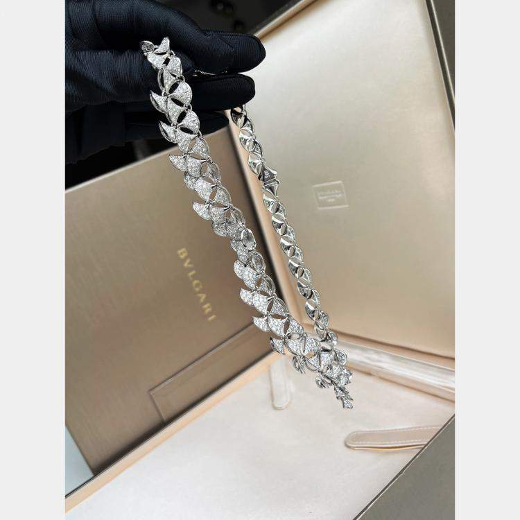 Pre Owned Bvlgari 18K White Gold, Diamond Layered Divas’ Dream Necklace