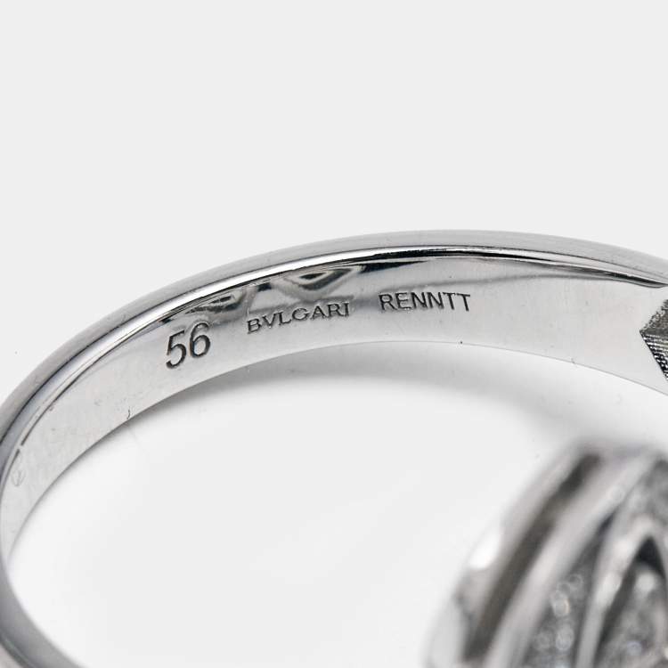 Pre Owned Bvlgari Fiorever Diamonds 18k White Gold Ring SIze 56