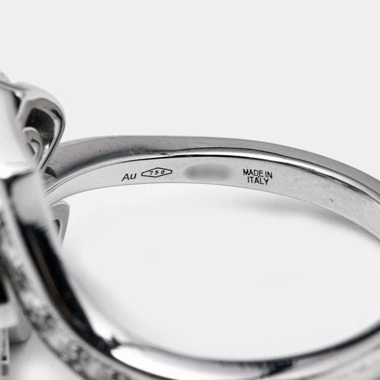 Pre Owned Bvlgari Fiorever Diamonds 18k White Gold Ring SIze 56