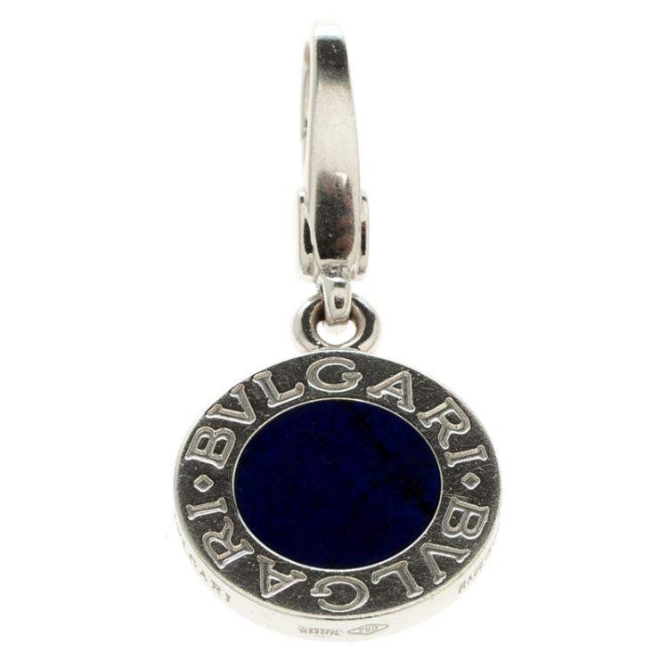 Pre Owned Bvlgari Lapis Lazuli 18K White Gold Pendant Charm