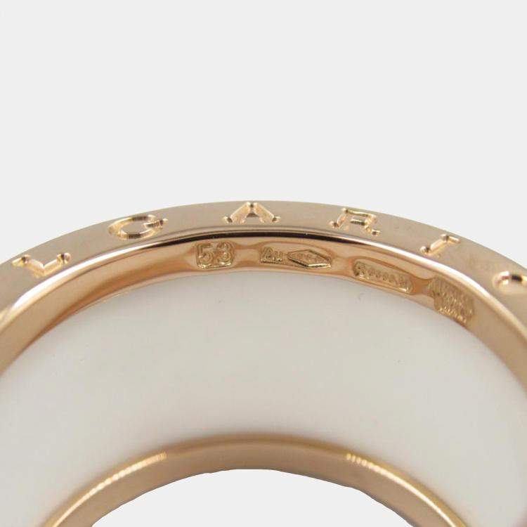 Pre Owned Bvlgari 18K Rose Gold and Ceramic B.Zero1 Band Ring EU 53