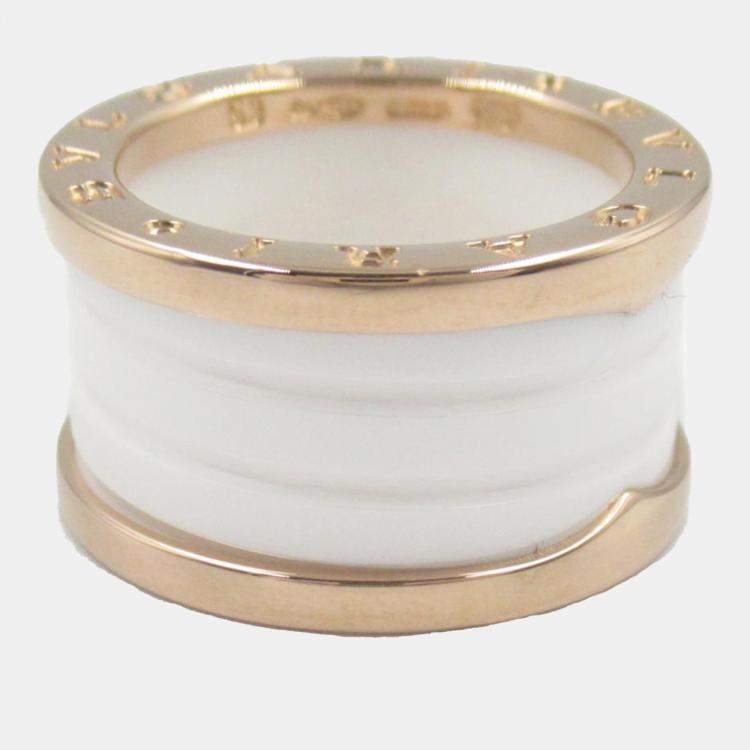Pre Owned Bvlgari 18K Rose Gold and Ceramic B.Zero1 Band Ring EU 53