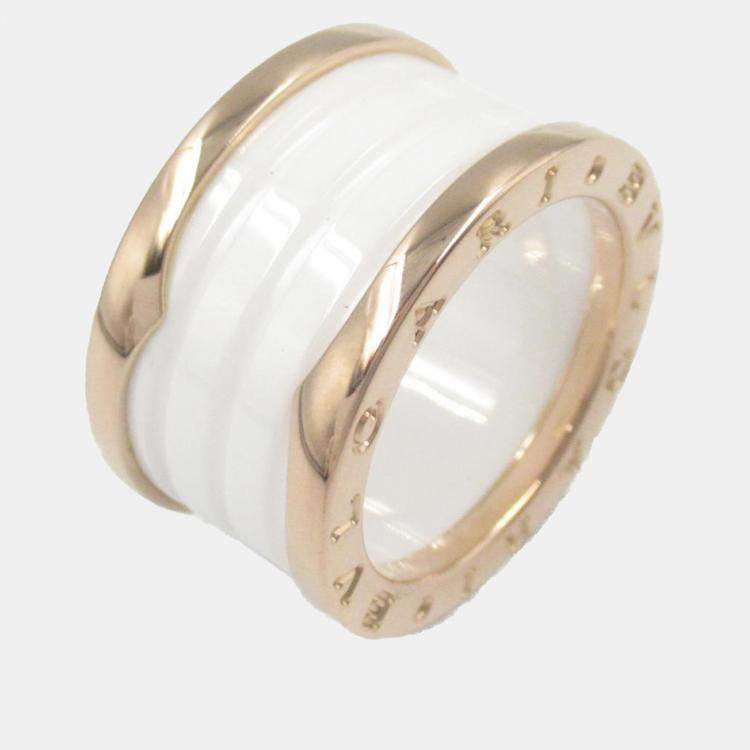 Pre Owned Bvlgari 18K Rose Gold and Ceramic B.Zero1 Band Ring EU 53