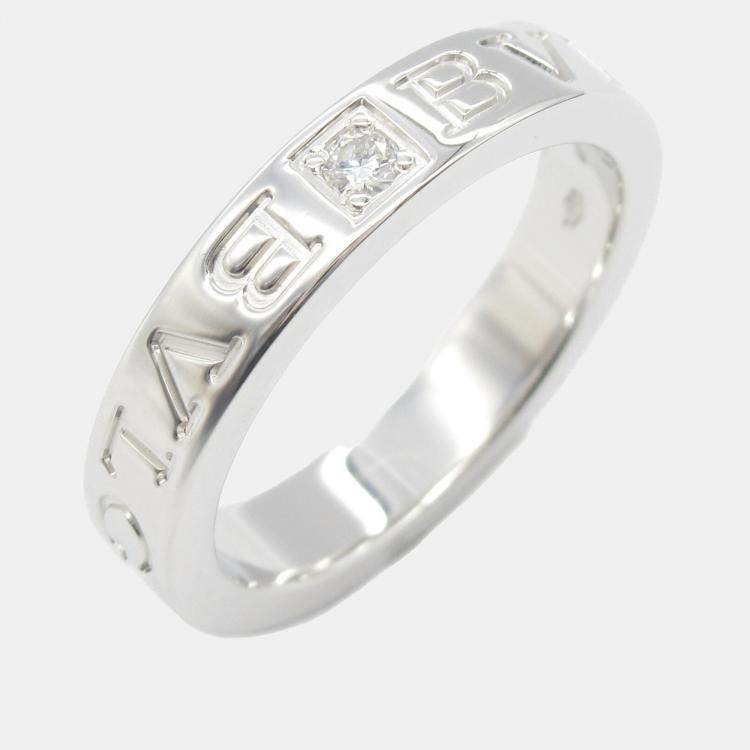 Pre Owned Bvlgari 18K White Gold and Diamond Bvlgari Bvlgari Band Ring EU 51