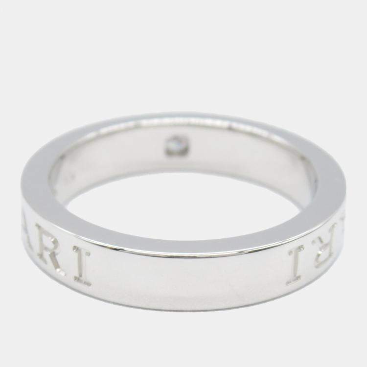 Pre Owned Bvlgari 18K White Gold and Diamond Bvlgari Bvlgari Band Ring EU 51