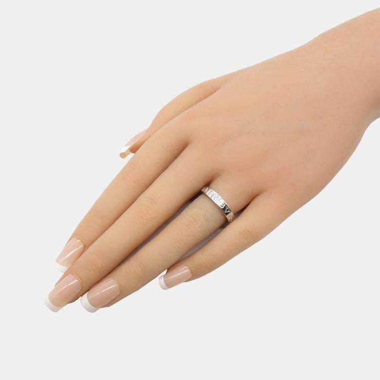Pre Owned Bvlgari 18K White Gold and Diamond Bvlgari Bvlgari Band Ring EU 51