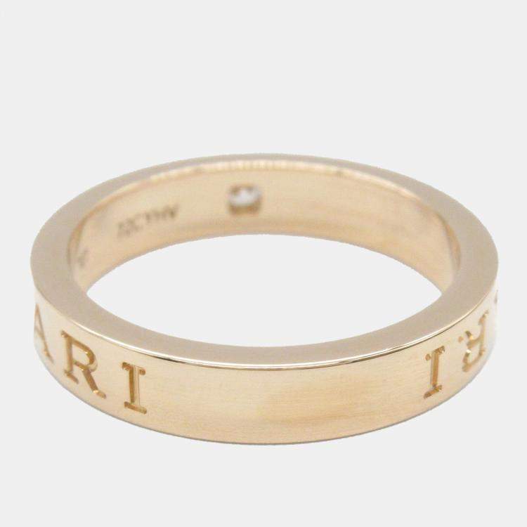 Pre Owned Bvlgari 18K Rose Gold, Diamond Bvlgari Bvlgari Band Ring EU 57