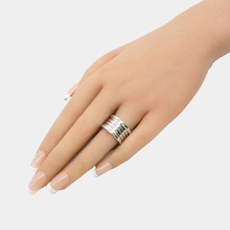 Pre Owned Bvlgari 18K White Gold B.Zero1 Band Ring EU 50