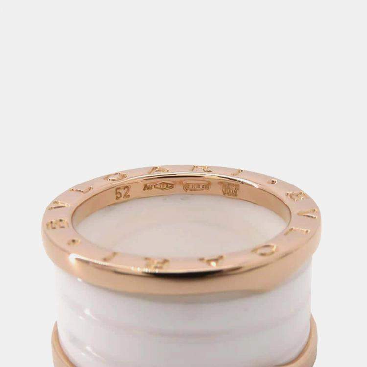 Pre Owned Bvlgari 18K Rose Gold and Ceramic B.Zero1 Band Ring EU 52