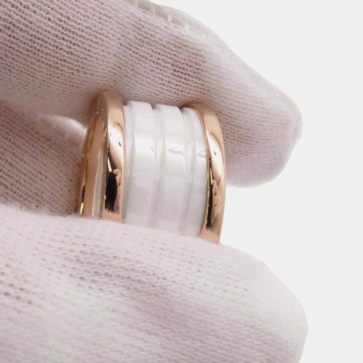 Pre Owned Bvlgari 18K Rose Gold and Ceramic B.Zero1 Band Ring EU 52