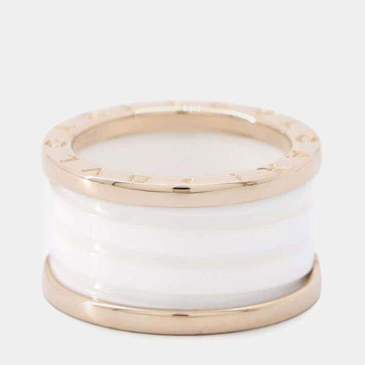 Pre Owned Bvlgari 18K Rose Gold and Ceramic B.Zero1 Band Ring EU 52
