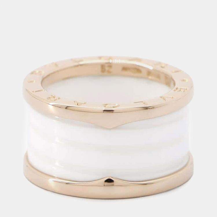 Pre Owned Bvlgari 18K Rose Gold and Ceramic B.Zero1 Band Ring EU 52