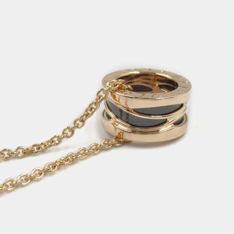 Pre Owned Bvlgari 18k Rose Gold B.Zero1 Ceramic Pendant Necklace