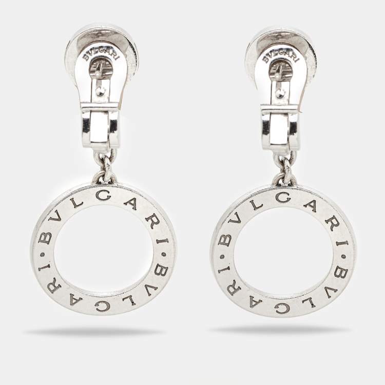 Pre Owned Bvlgari Bvlgari Bvlgari Onyx 18k White Gold Dangle Earrings