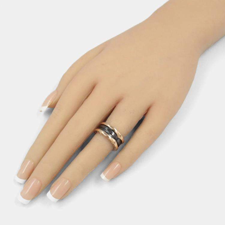 Pre Owned Bvlgari B.Zero1 18K Rose Gold and Ceramic Band Ring EU 48