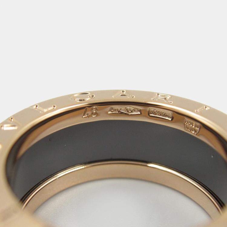 Pre Owned Bvlgari B.Zero1 18K Rose Gold and Ceramic Band Ring EU 48