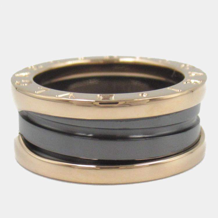 Pre Owned Bvlgari B.Zero1 18K Rose Gold and Ceramic Band Ring EU 48