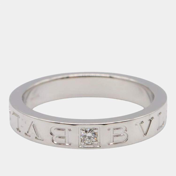 Pre Owned Bvlgari B.Zero1 18K White Gold and Diamond B.Zero1 Band Ring EU 56