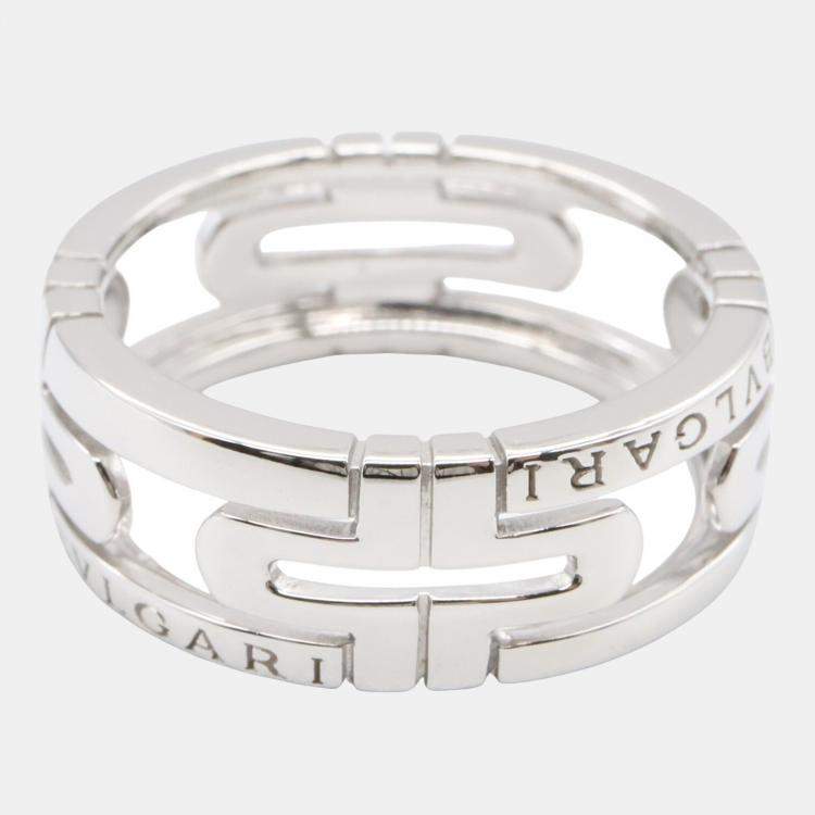 Pre Owned Bvlgari Parentesi 18K White Gold Band Ring EU 53