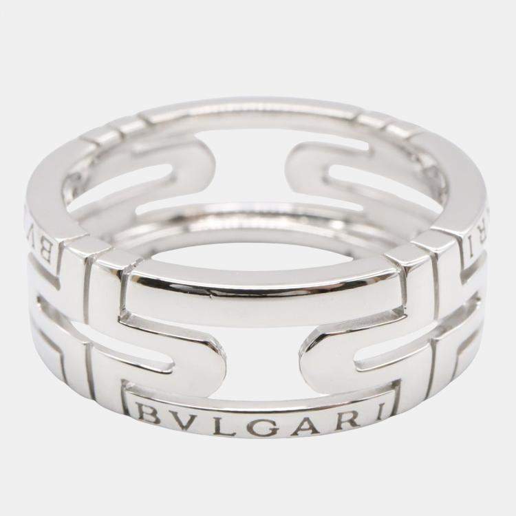Pre Owned Bvlgari Parentesi 18K White Gold Band Ring EU 53