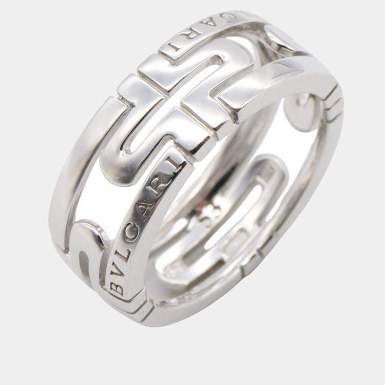 Pre Owned Bvlgari Parentesi 18K White Gold Band Ring EU 53