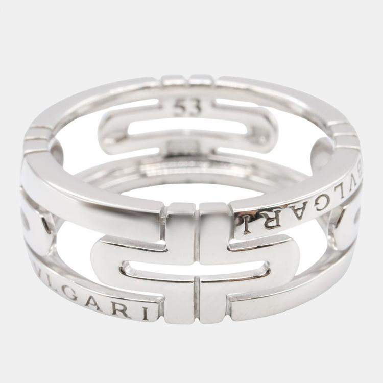 Pre Owned Bvlgari Parentesi 18K White Gold Band Ring EU 53