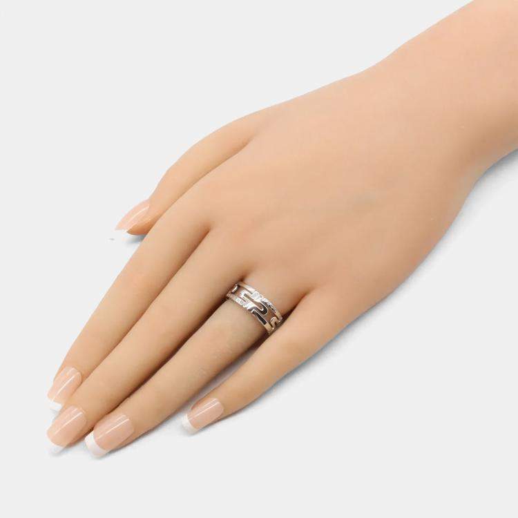 Pre Owned Bvlgari Parentesi 18K White Gold Band Ring EU 53