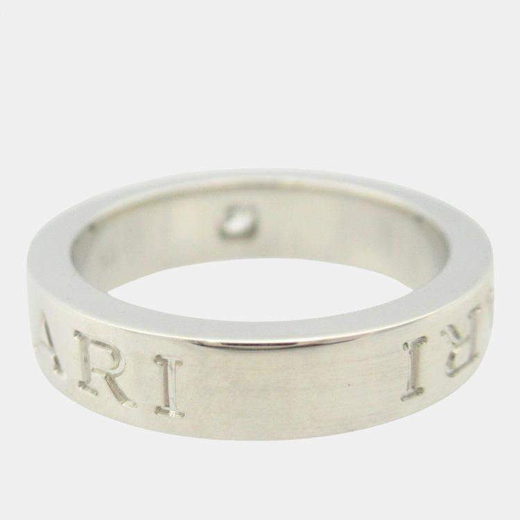 Pre Owned Bvlgari B.Zero1 18K White Gold and Diamond Band Ring EU 47