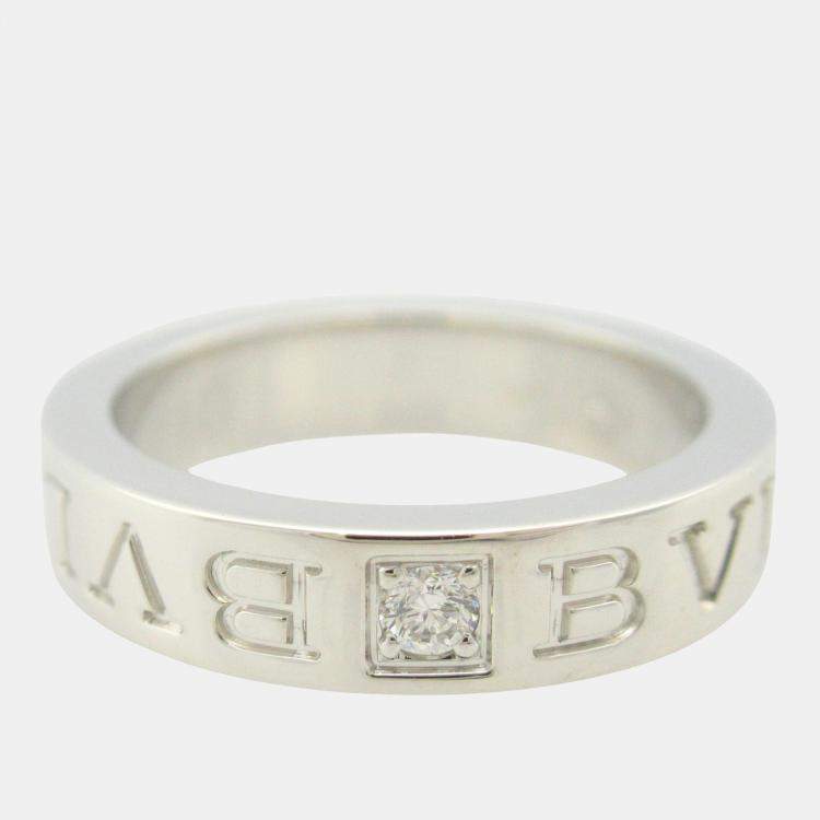 Pre Owned Bvlgari B.Zero1 18K White Gold and Diamond Band Ring EU 47