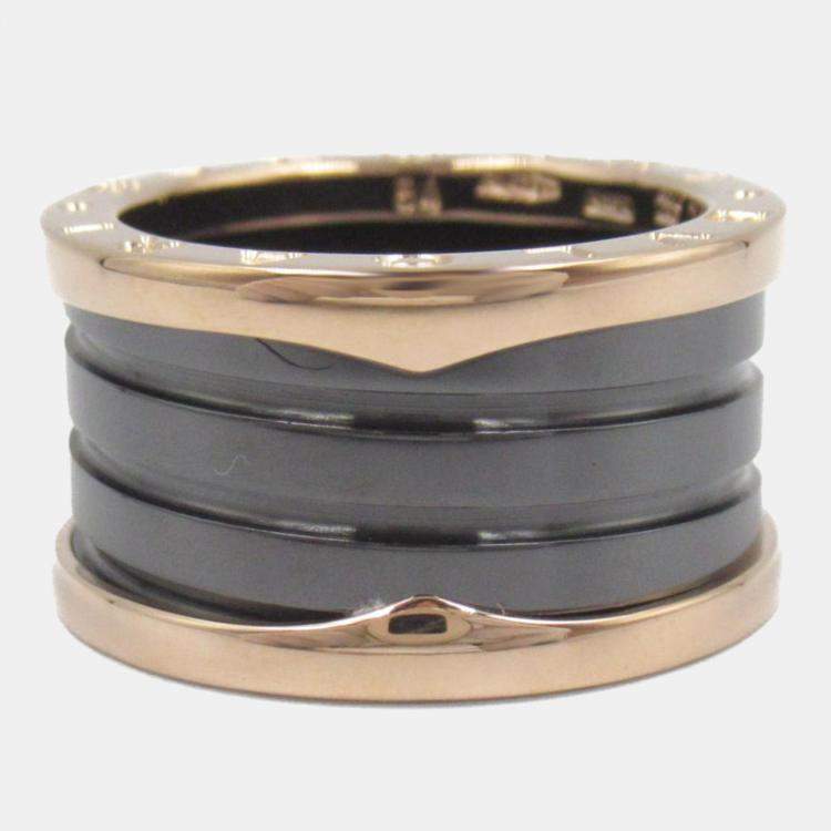 Pre Owned Bvlgari B.Zero1 18K Rose Gold and Ceramic Band Ring EU 54