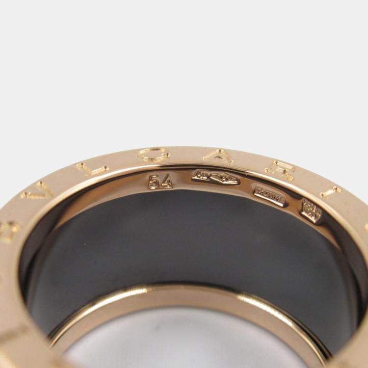 Pre Owned Bvlgari B.Zero1 18K Rose Gold and Ceramic Band Ring EU 54