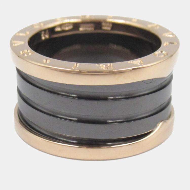 Pre Owned Bvlgari B.Zero1 18K Rose Gold and Ceramic Band Ring EU 54