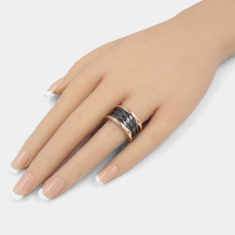 Pre Owned Bvlgari B.Zero1 18K Rose Gold and Ceramic Band Ring EU 54
