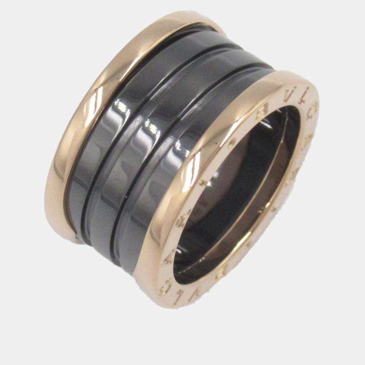 Pre Owned Bvlgari B.Zero1 18K Rose Gold and Ceramic Band Ring EU 54