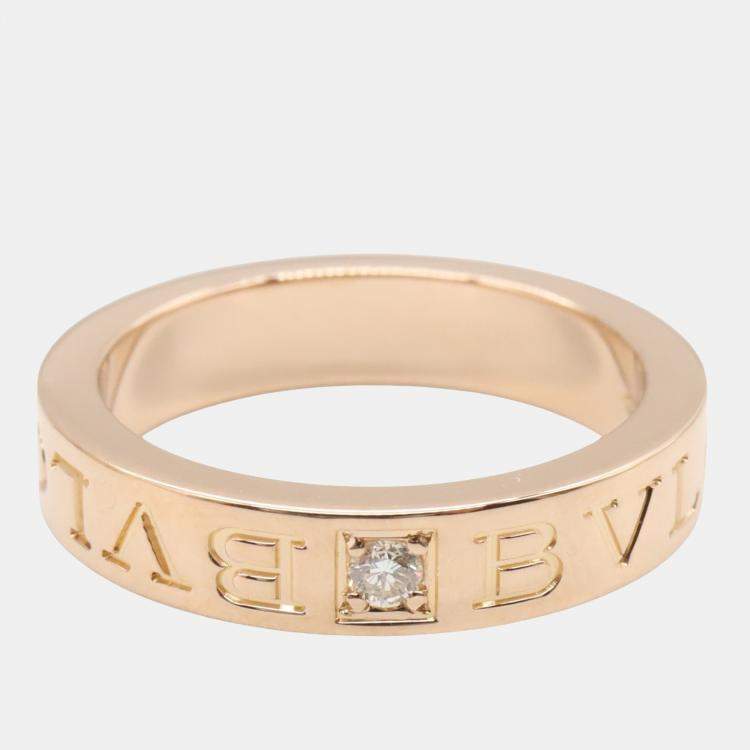 Pre Owned Bvlgari B.Zero1 18K Rose Gold and Diamond B.Zero1 Band Ring EU 50
