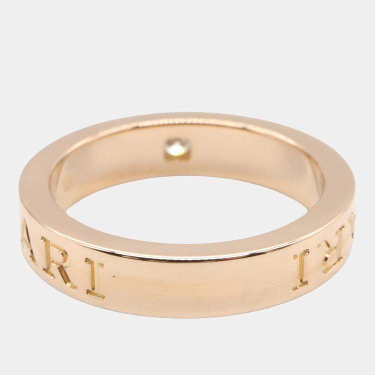 Pre Owned Bvlgari B.Zero1 18K Rose Gold and Diamond B.Zero1 Band Ring EU 50