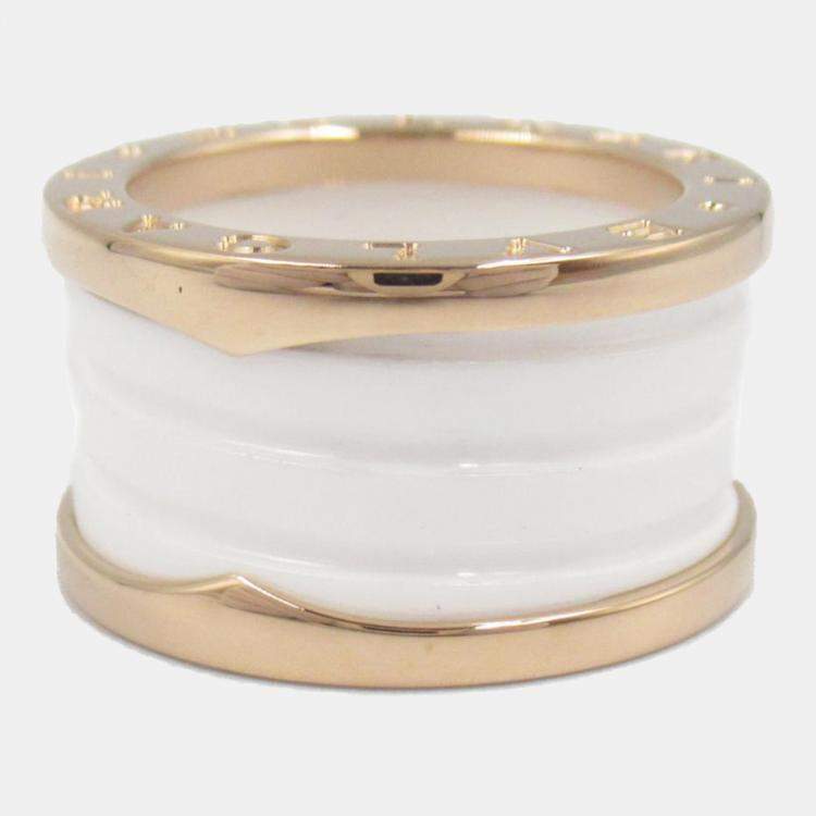 Pre Owned Bvlgari B.Zero1 18K Rose Gold and Ceramic Band Ring EU 51