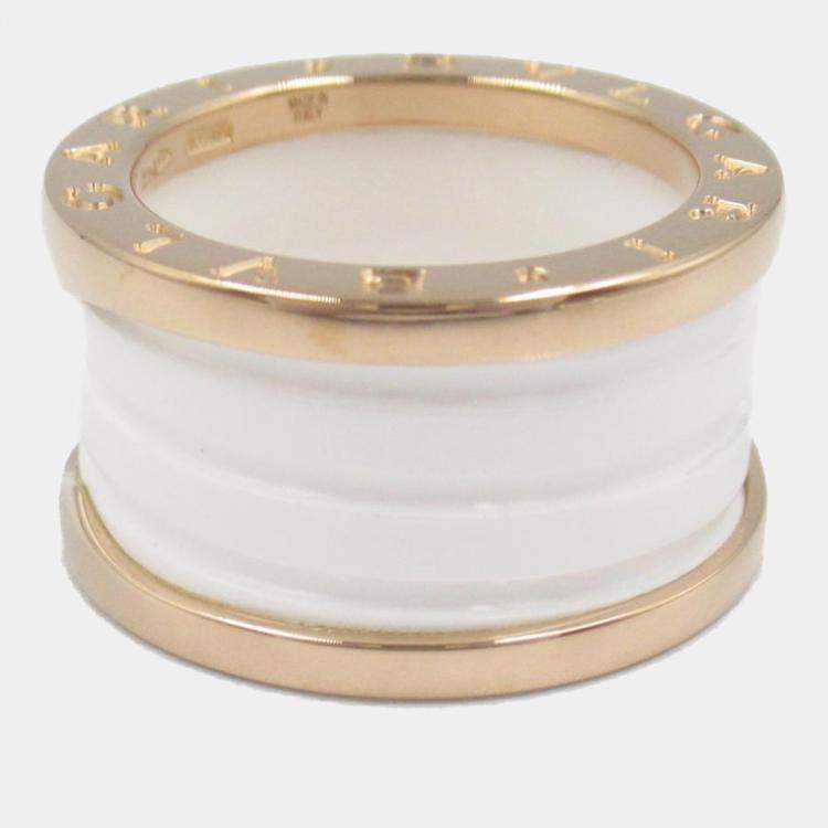 Pre Owned Bvlgari B.Zero1 18K Rose Gold and Ceramic Band Ring EU 51