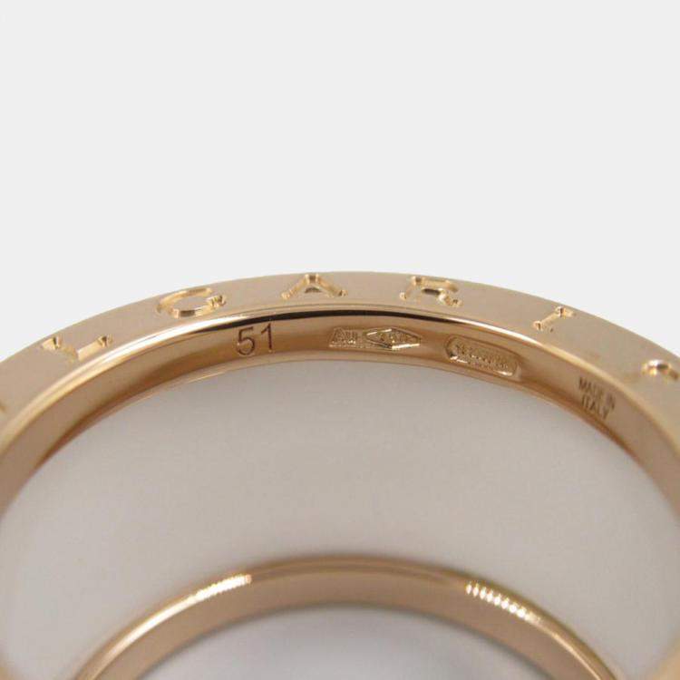 Pre Owned Bvlgari B.Zero1 18K Rose Gold and Ceramic Band Ring EU 51