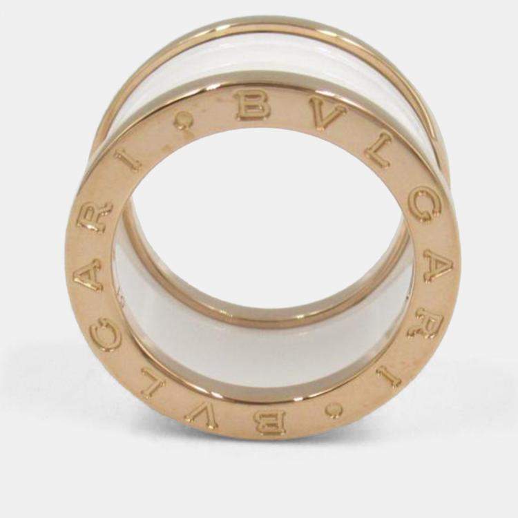 Pre Owned Bvlgari B.Zero1 18K Rose Gold and Ceramic Band Ring EU 51