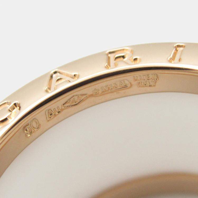 Pre Owned Bvlgari B.Zero1 18K Rose Gold and Ceramic Band Ring EU 50